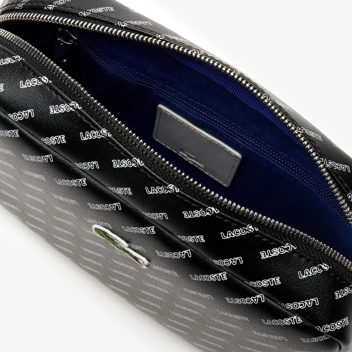 LIVE Coated Print Canvas Shoulder Bag Allover Lacoste Black Womens Lacoste Bags Shop Online