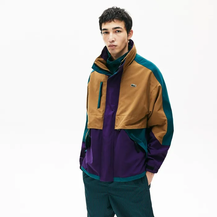 LIVE ColorBlock Parka BrownPurpleGreen Mens Lacoste Jackets and Coats For Sale LIVE ColorBlock Parka BrownPurpleGreen Mens Lacoste Jackets and Coats For Sale