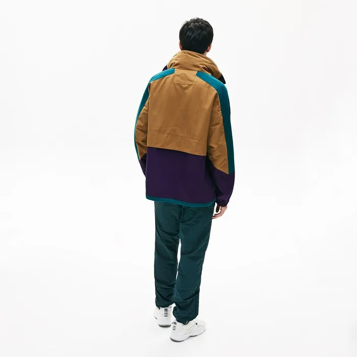 LIVE ColorBlock Parka BrownPurpleGreen Mens Lacoste Jackets and Coats For Sale
