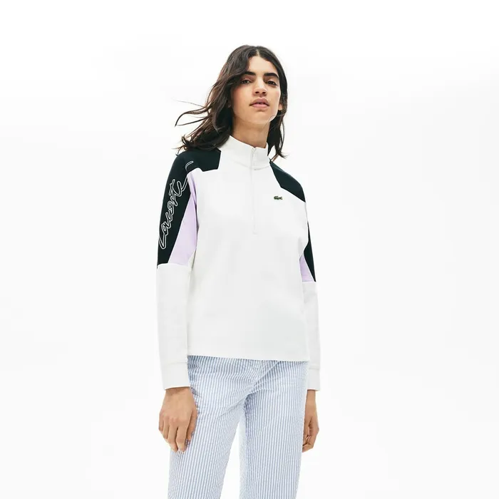 LIVE ColorBlock ZipFront Sweatshirt White Womens Lacoste Sweaters and Sweatshirts Gift 4 You LIVE ColorBlock ZipFront Sweatshirt White Womens Lacoste Sweaters and Sweatshirts Gift 4 You