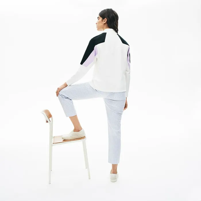 LIVE ColorBlock ZipFront Sweatshirt White Womens Lacoste Sweaters and Sweatshirts Gift 4 You