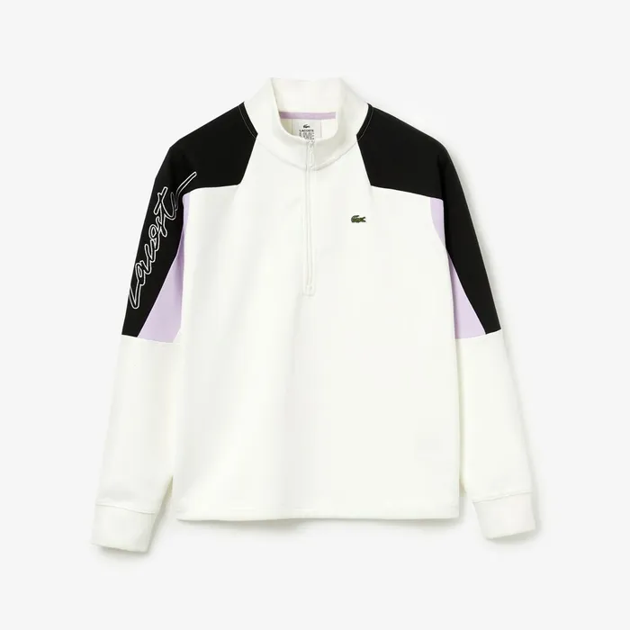LIVE ColorBlock ZipFront Sweatshirt White Womens Lacoste Sweaters and Sweatshirts Gift 4 You