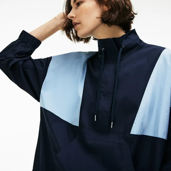 LIVE Colorblock Cotton Poplin Sweatshirt Dress BlueLight Blue Womens Lacoste Dresses and Skirts Outlet Factory
