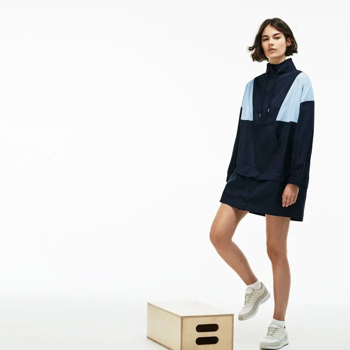 LIVE Colorblock Cotton Poplin Sweatshirt Dress BlueLight Blue Womens Lacoste Dresses and Skirts Outlet Factory