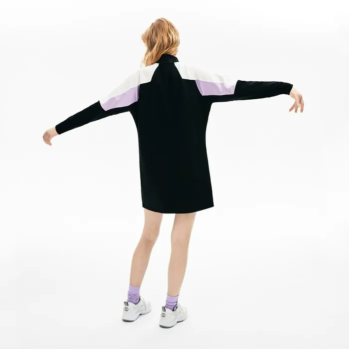 LIVE Colorblock Cotton Zip Sweatshirt Dress BlackWhite Womens Lacoste Dresses and Skirts Popular