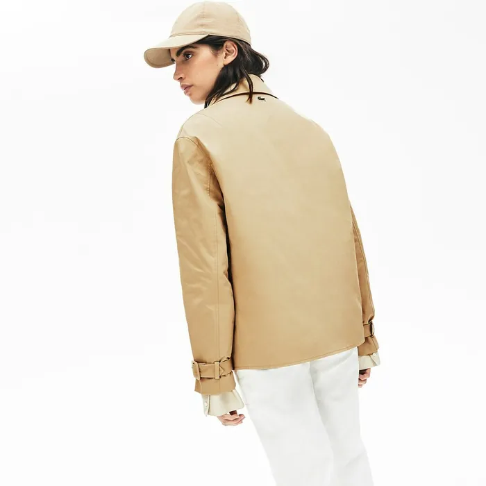 LIVE Contrast Hood 2in1 Trench Coat BeigeBlue Womens Lacoste Jackets and Coats Casaul
