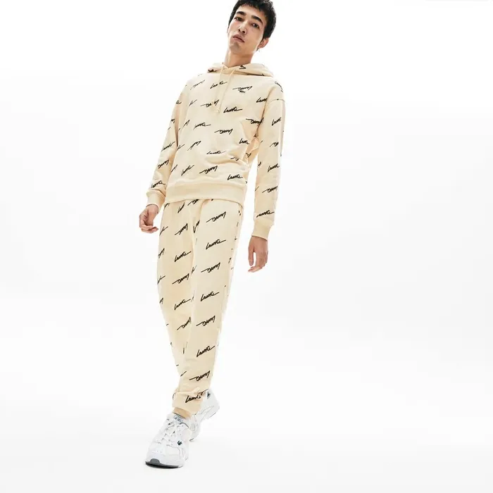 LIVE Cotton Fleece Sweatpants Beige Mens Lacoste Pants and Shorts Online