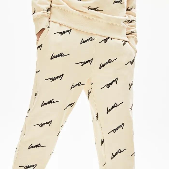 LIVE Cotton Fleece Sweatpants Beige Mens Lacoste Tracksuits Gift Ideas