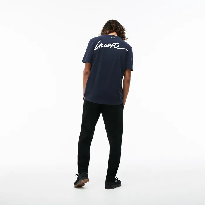 LIVE Crew Neck Signature Jersey Tshirt BlueWhite Mens Lacoste TShirts For Sale Online