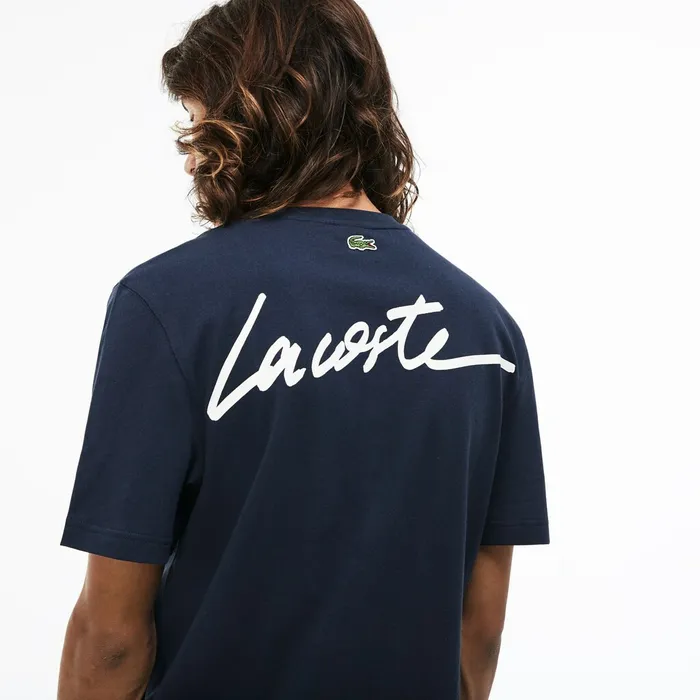 LIVE Crew Neck Signature Jersey Tshirt BlueWhite Mens Lacoste TShirts For Sale Online