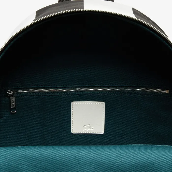 LIVE Detachable Pouch Striped Backpack Noir Blanc Mens Lacoste Bags Cheap On Sale