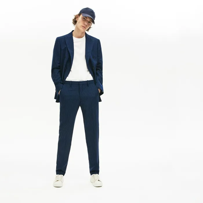 LIVE Fine Pinstriped Wool Suit Pants BlueWhite Mens Lacoste Pants and Shorts Outlet LIVE Fine Pinstriped Wool Suit Pants BlueWhite Mens Lacoste Pants and Shorts Outlet