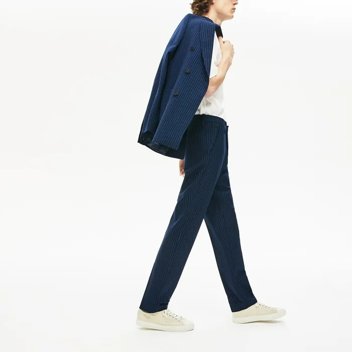 LIVE Fine Pinstriped Wool Suit Pants BlueWhite Mens Lacoste Pants and Shorts Outlet