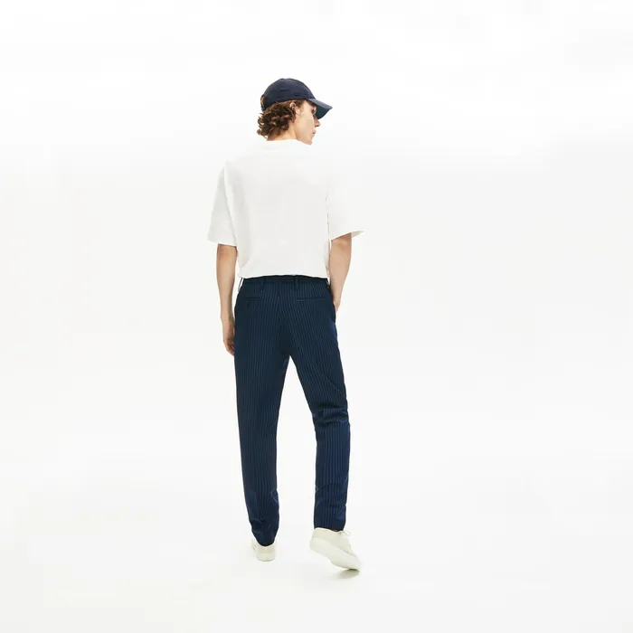 LIVE Fine Pinstriped Wool Suit Pants BlueWhite Mens Lacoste Pants and Shorts Outlet