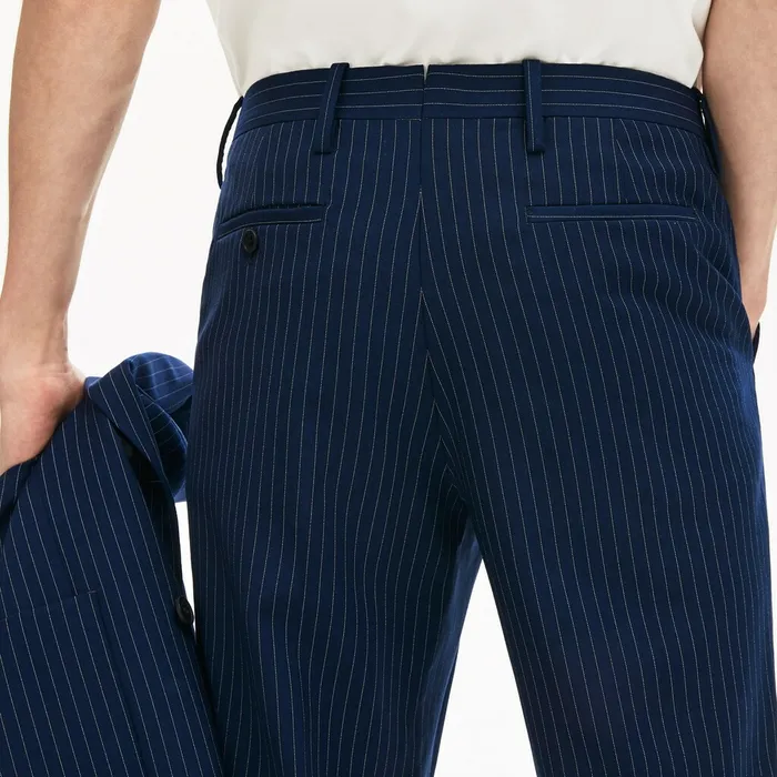 LIVE Fine Pinstriped Wool Suit Pants BlueWhite Mens Lacoste Pants and Shorts Outlet