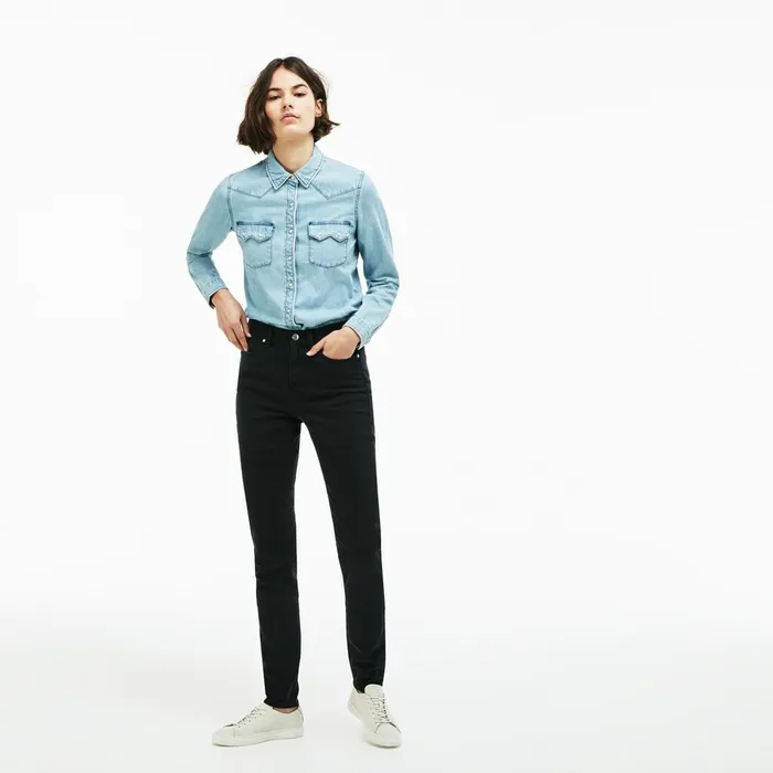 LIVE FivePocket Stretch Cotton Denim Jeans Black Womens Lacoste Pants and Shorts Shop Online LIVE FivePocket Stretch Cotton Denim Jeans Black Womens Lacoste Pants and Shorts Shop Online