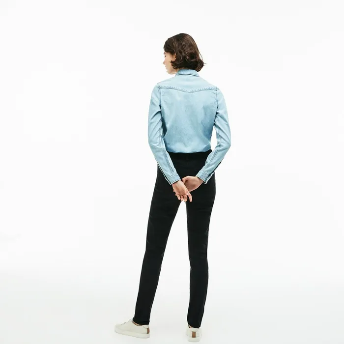 LIVE FivePocket Stretch Cotton Denim Jeans Black Womens Lacoste Pants and Shorts Shop Online