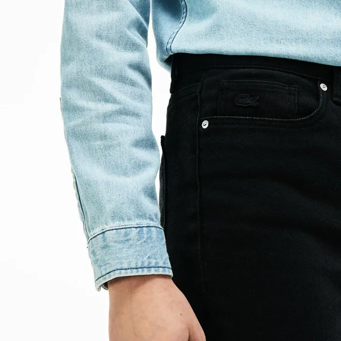 LIVE FivePocket Stretch Cotton Denim Jeans Black Womens Lacoste Pants and Shorts Shop Online