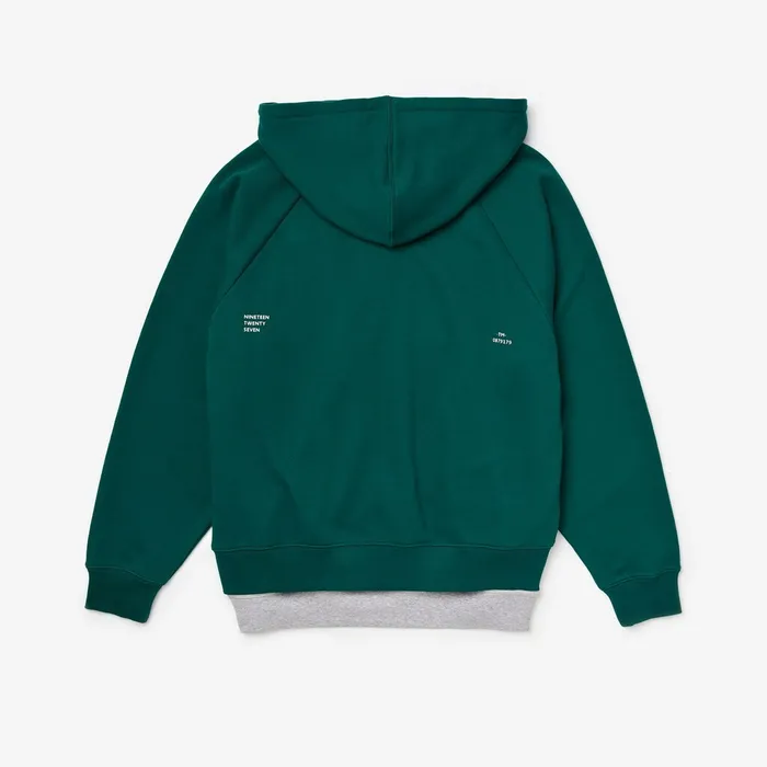 LIVE Hooded Layer Effect Fleece Sweatshirt GreenGrey Chine Mens Lacoste Sweatshirts Online