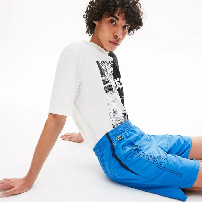 LIVE Lightweight Bermuda Shorts BlueBlack Mens Lacoste Pants and Shorts Outlet