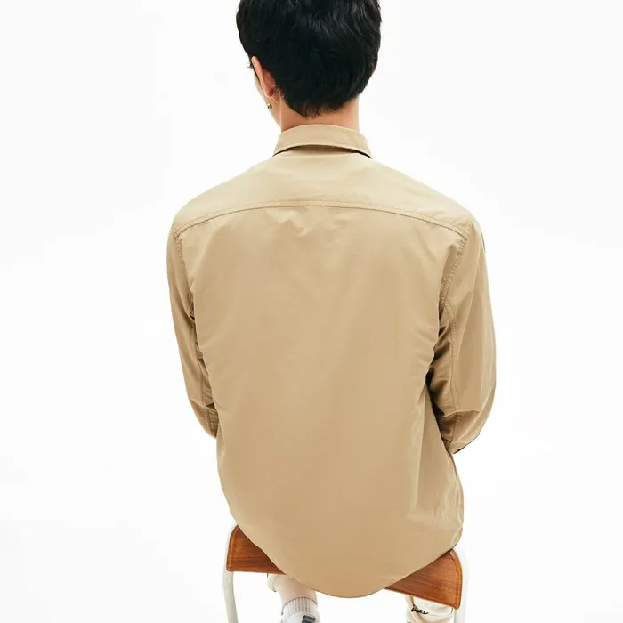 LIVE Lightweight Cargo Shirt Beige Mens Lacoste Button Down Shirts Shop