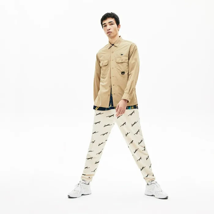 LIVE Lightweight Cargo Shirt Beige Mens Lacoste Button Down Shirts Shop