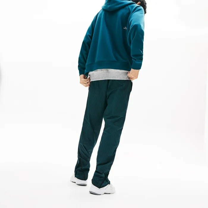 LIVE Lightweight Striped Track Pants BlackGreen Mens Lacoste Tracksuits Outlet Factory
