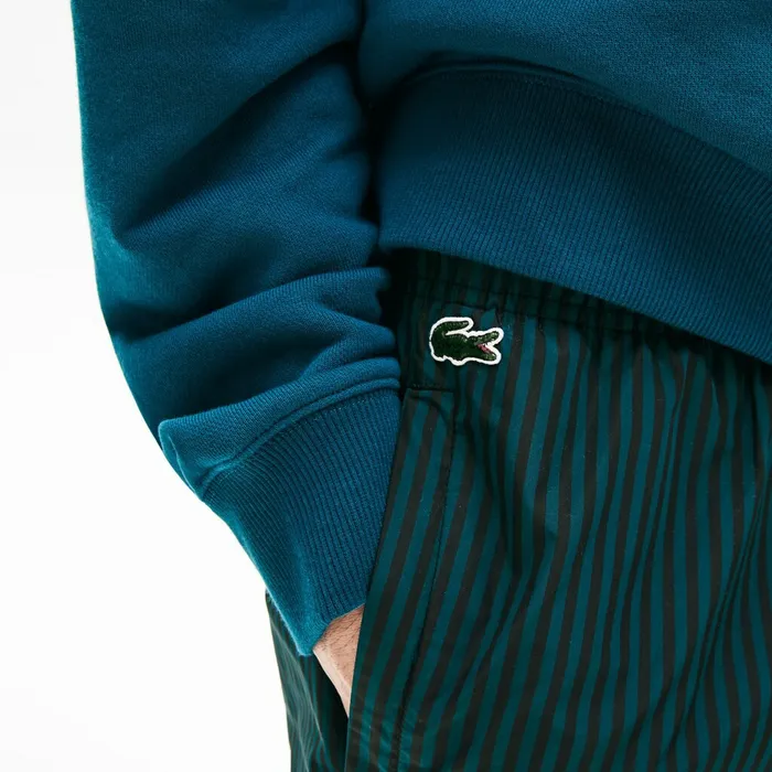 LIVE Lightweight Striped Track Pants BlackGreen Mens Lacoste Tracksuits Outlet Factory