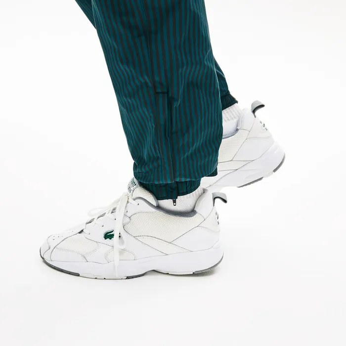 LIVE Lightweight Striped Track Pants BlackGreen Mens Lacoste Tracksuits Outlet Factory