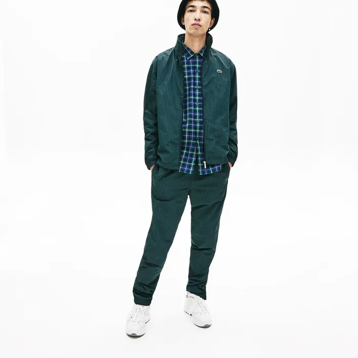 LIVE Lightweight Striped ZipUp Jacket BlackGreen Mens Lacoste Jackets and Coats For Sale Online
