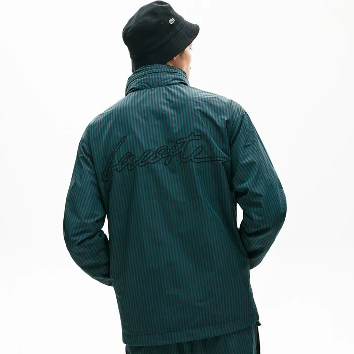 LIVE Lightweight Striped ZipUp Jacket BlackGreen Mens Lacoste Jackets and Coats For Sale Online