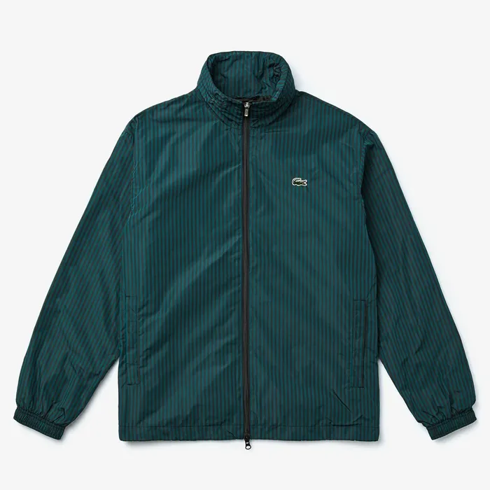 LIVE Lightweight Striped ZipUp Jacket BlackGreen Mens Lacoste Jackets and Coats For Sale Online