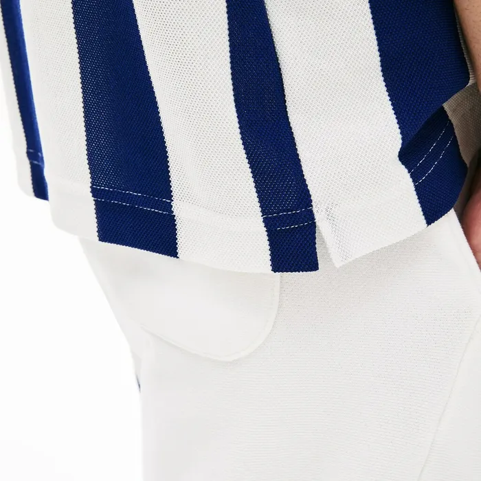 LIVE Loose Fit Striped Cotton Piqu Polo Shirt WhiteNavy BlueBlack Mens Lacoste Polos Near Me