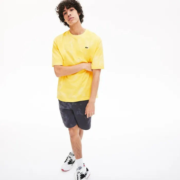 LIVE Loose Fit TieDye Cotton Jersey Tshirt Yellow Mens Lacoste TShirts Shop Online