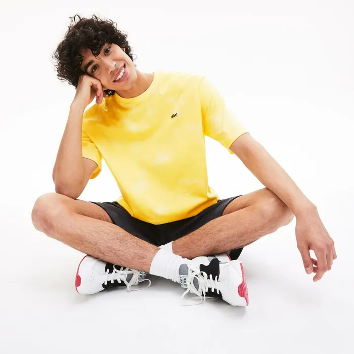 LIVE Loose Fit TieDye Cotton Jersey Tshirt Yellow Mens Lacoste TShirts Shop Online
