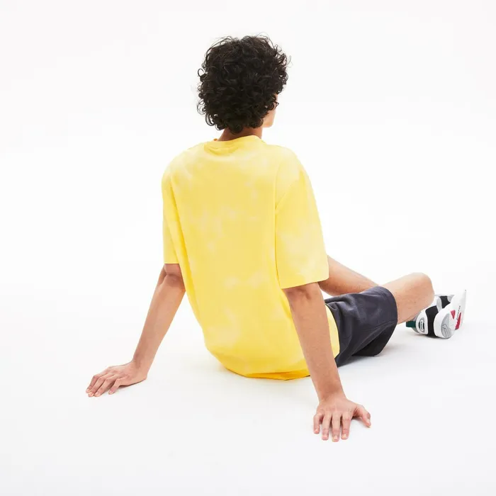 LIVE Loose Fit TieDye Cotton Jersey Tshirt Yellow Mens Lacoste TShirts Shop Online