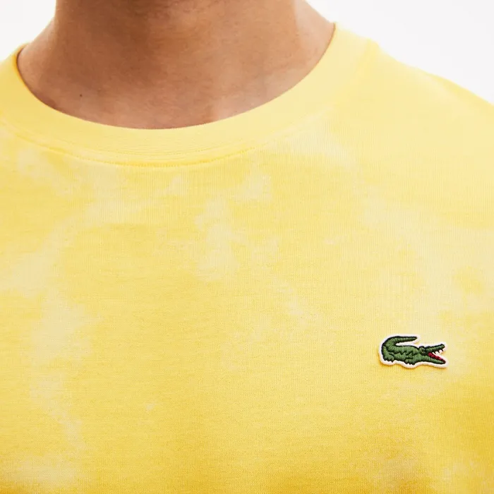LIVE Loose Fit TieDye Cotton Jersey Tshirt Yellow Mens Lacoste TShirts Shop Online