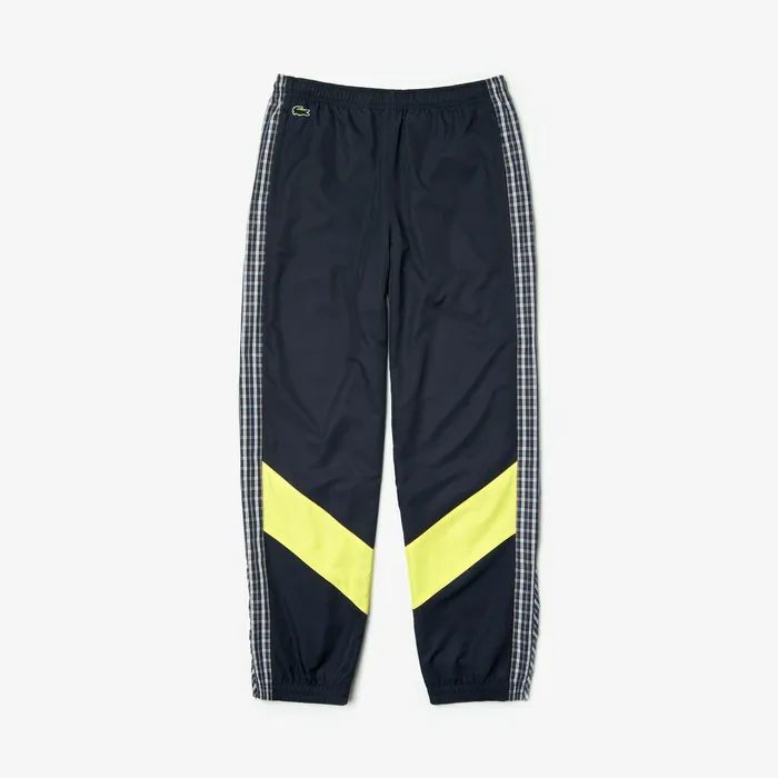 LIVE Patchwork Trackpants BlueYellowWhite Mens Lacoste Pants and Shorts Gift Ideas