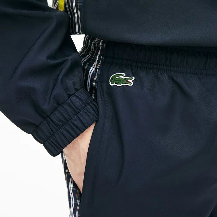 LIVE Patchwork Trackpants BlueYellowWhite Mens Lacoste Pants and Shorts Gift Ideas