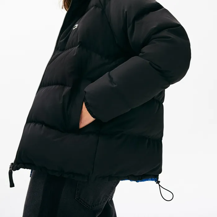 LIVE PrintLined Reversible Quilted Jacket BlackBlueWhite Mens Lacoste Jackets and Coats Cheap On Sale