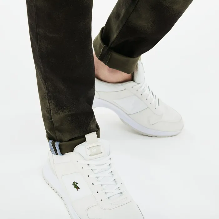 LIVE Print Stretch Cotton Twill Chino Pants Khaki GreenBlack Mens Lacoste Pants and Shorts Gift Ideas