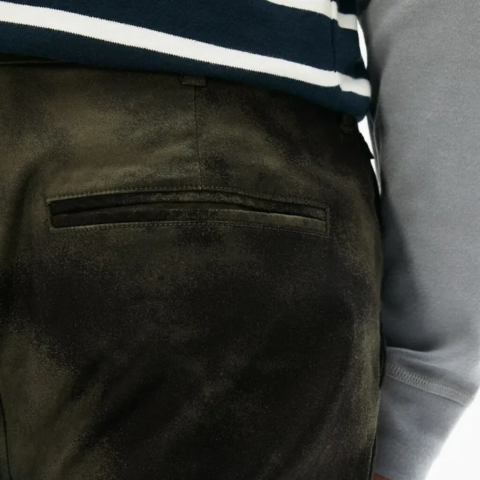LIVE Print Stretch Cotton Twill Chino Pants Khaki GreenBlack Mens Lacoste Pants and Shorts Gift Ideas