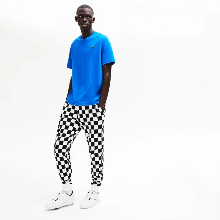LIVE PrintedBack Cotton TShirt BlueWhite Mens Lacoste TShirts Shop Online