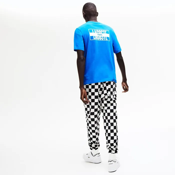 LIVE PrintedBack Cotton TShirt BlueWhite Mens Lacoste TShirts Shop Online