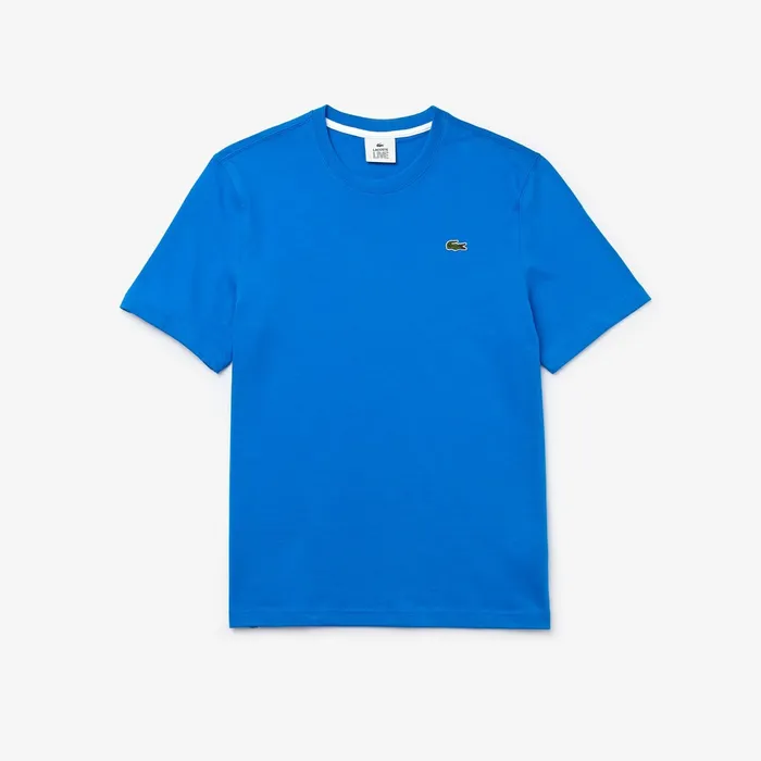 LIVE PrintedBack Cotton TShirt BlueWhite Mens Lacoste TShirts Shop Online