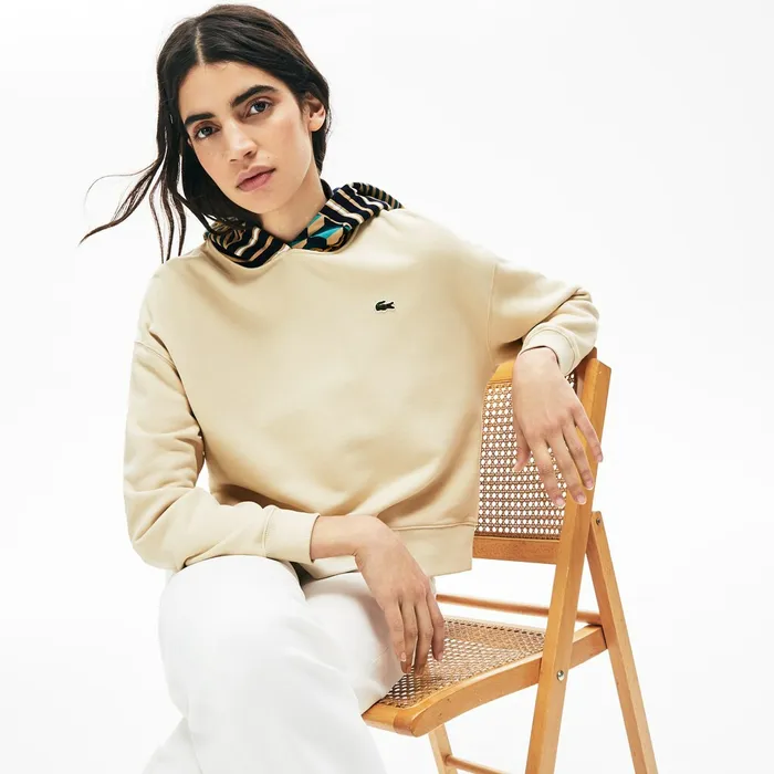 LIVE PrintedHood Fleece Sweatshirt BeigeWhite Womens Lacoste Sweaters and Sweatshirts Popular LIVE PrintedHood Fleece Sweatshirt BeigeWhite Womens Lacoste Sweaters and Sweatshirts Popular