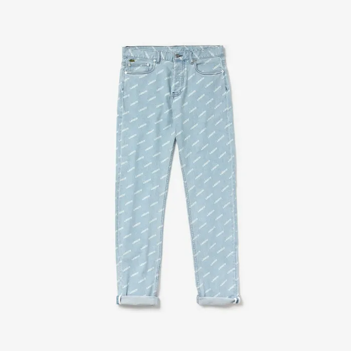 LIVE Printed Logo Jeans BlueWhite Mens Lacoste Pants and Shorts Shop