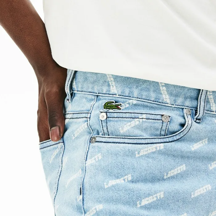 LIVE Printed Logo Jeans BlueWhite Mens Lacoste Pants and Shorts Shop