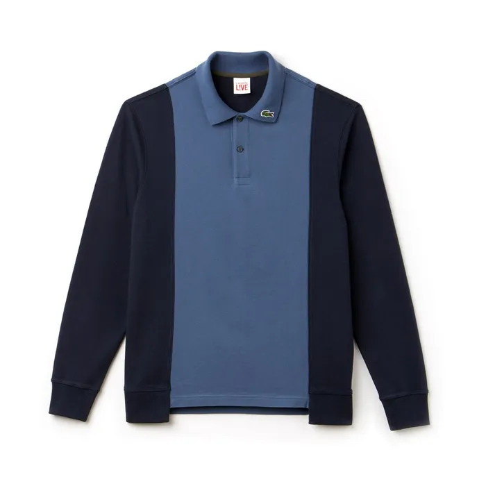 LIVE Regular Fit Colorblock Piqu Polo Blue Mens Lacoste Polos Casaul