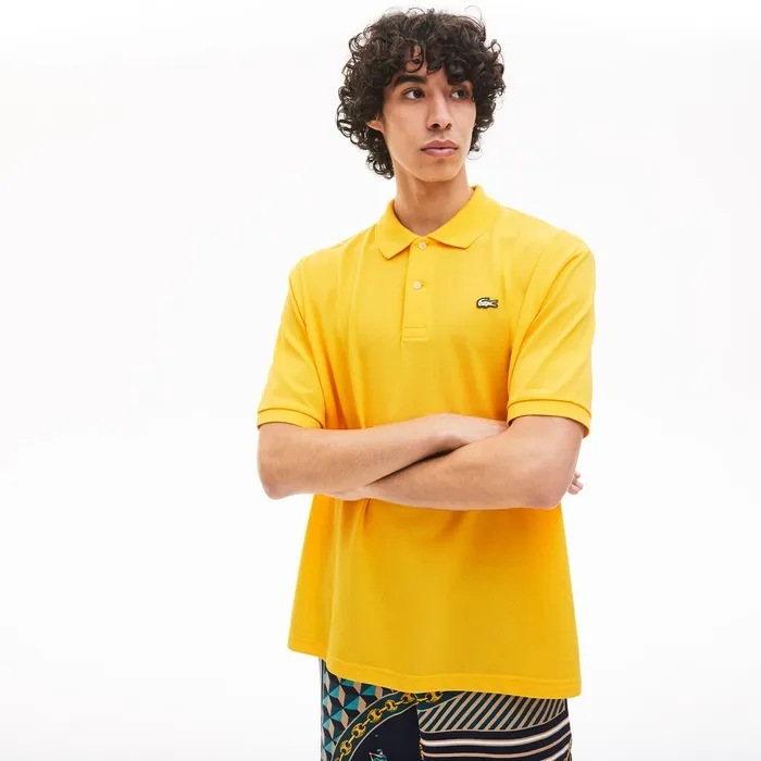 LIVE RelaxedFit Cotton Piqu Polo Shirt Yellow Mens Lacoste Polos Shop